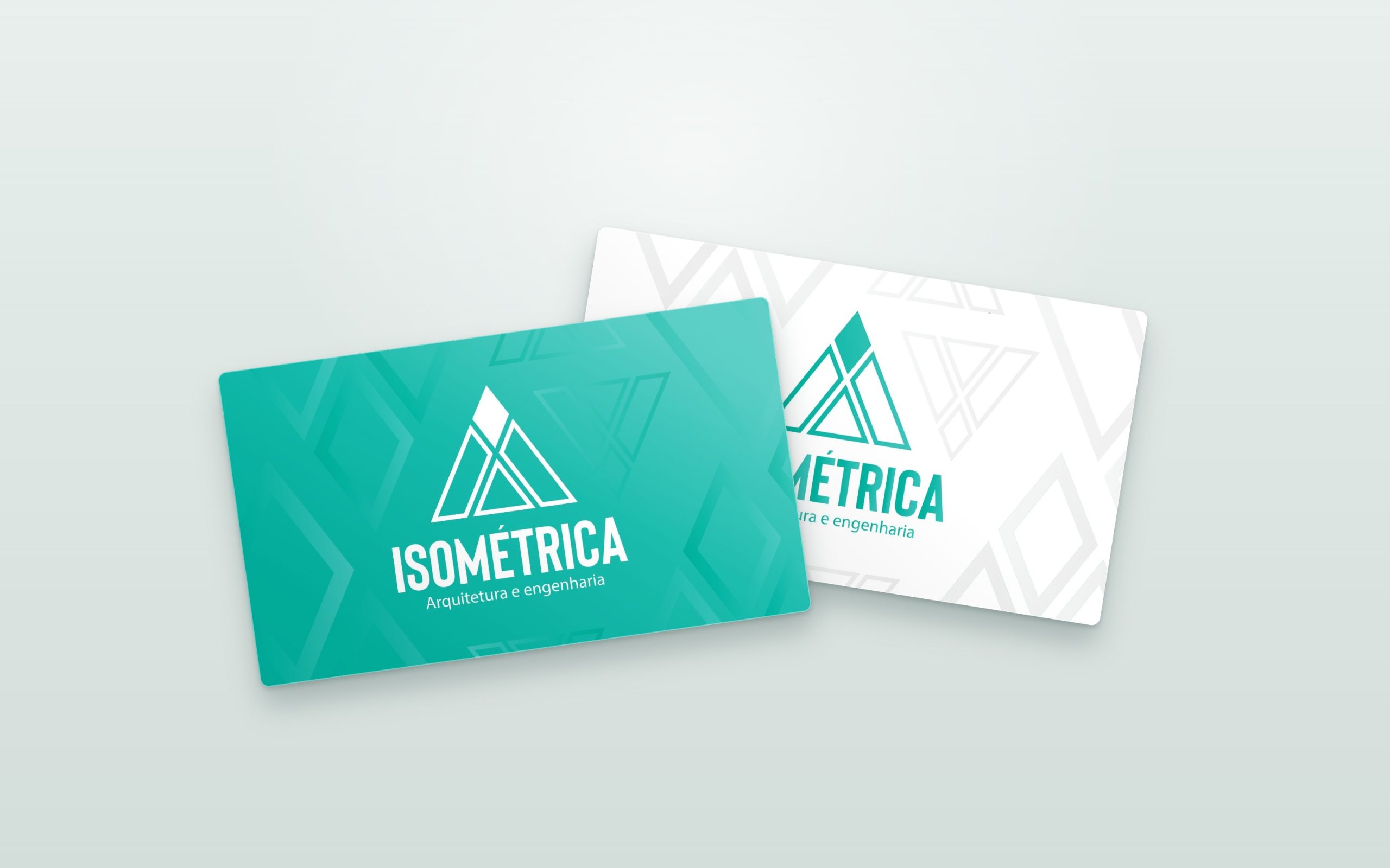 Cartões de visita da Isométrica, frente e verso